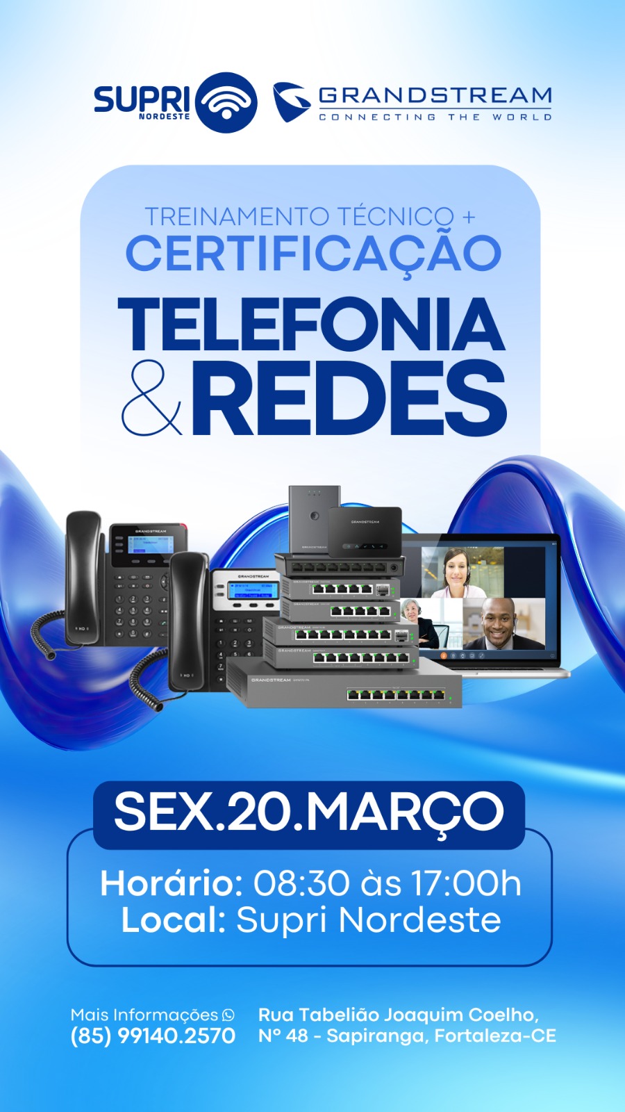 Capa do treinamento Treinamento Técnico + Certificação Telefonia e Redes